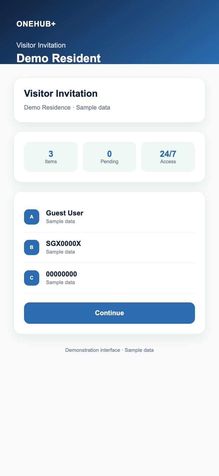 OneHub+ visitor invitation form